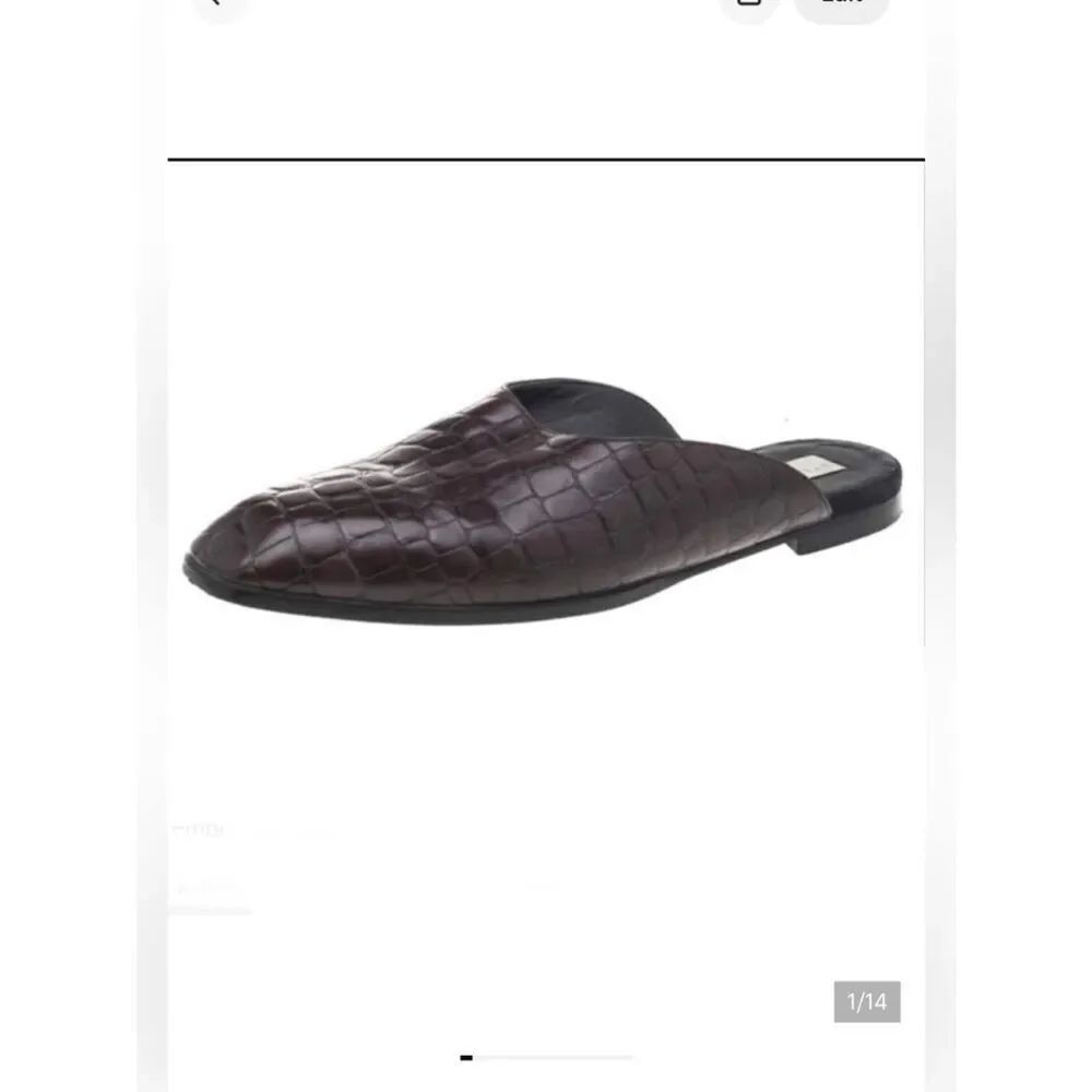 Stella McCartney Burgundy Faux Croc Embossed Leather Mules Size 38 / US 8